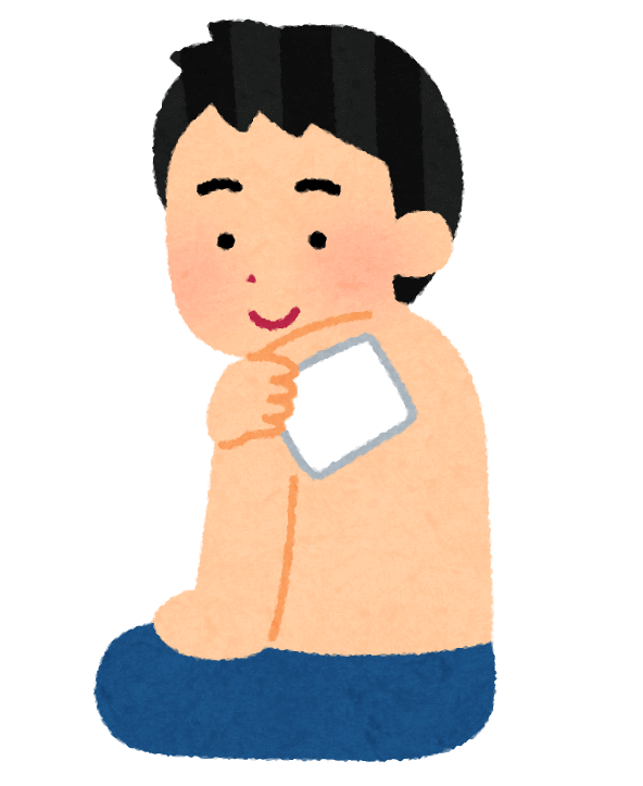 湿布をはる男性